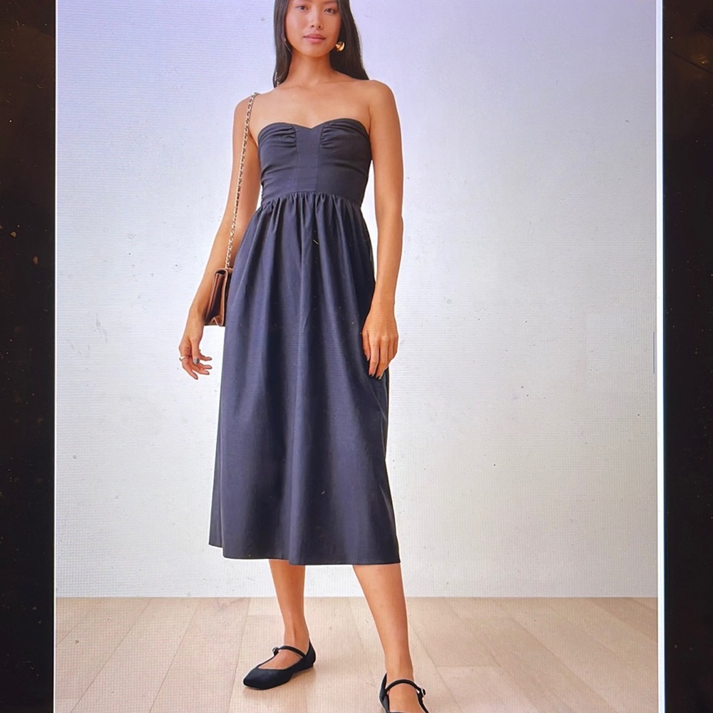 NWT Reformation Buckley Strapless Stretch Organic Cotton Midi Dress